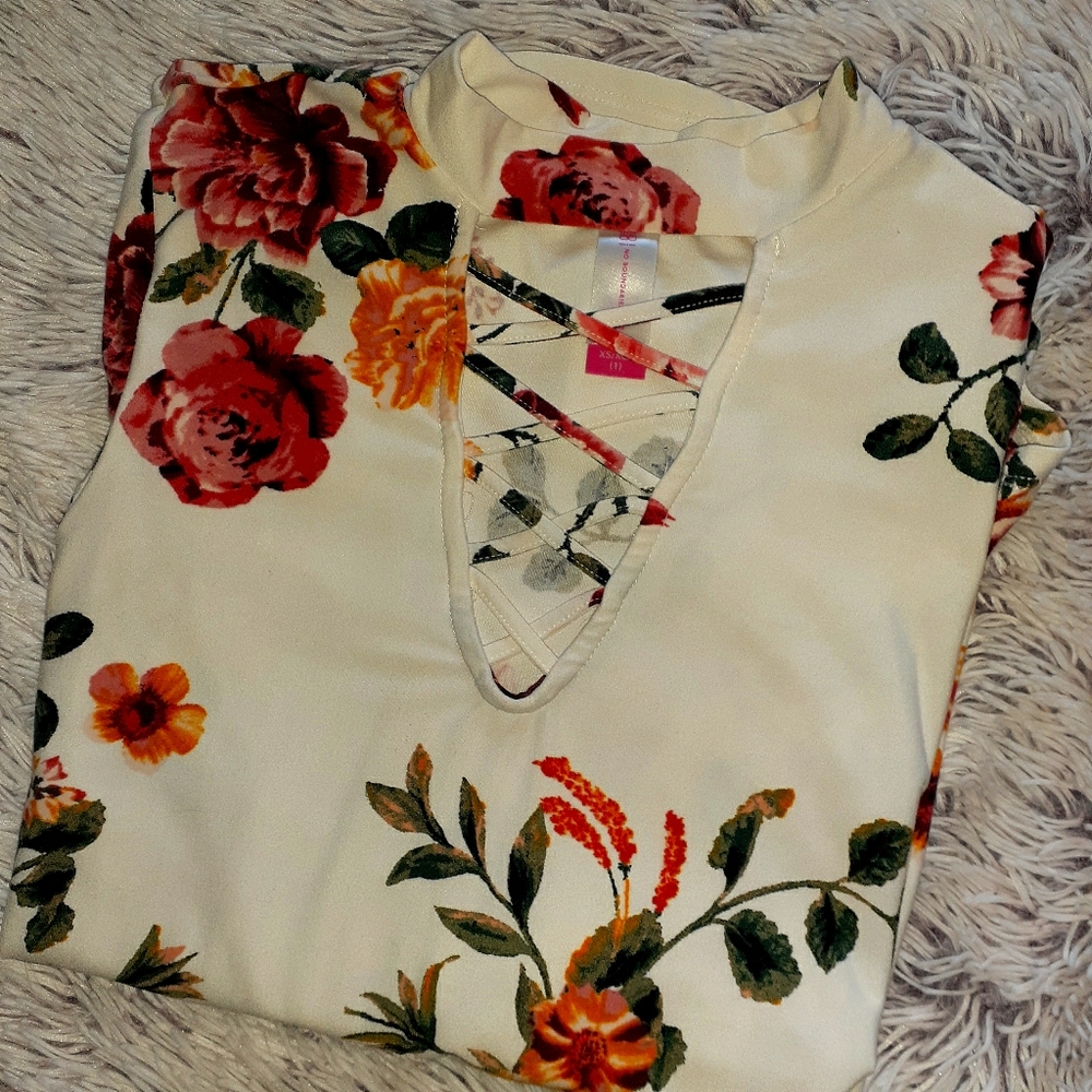 Floral Print Long Sleve Womens High Neck Shirt
